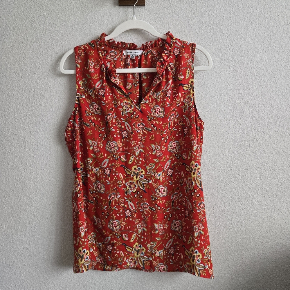 Rose + Olive red floral paisley print